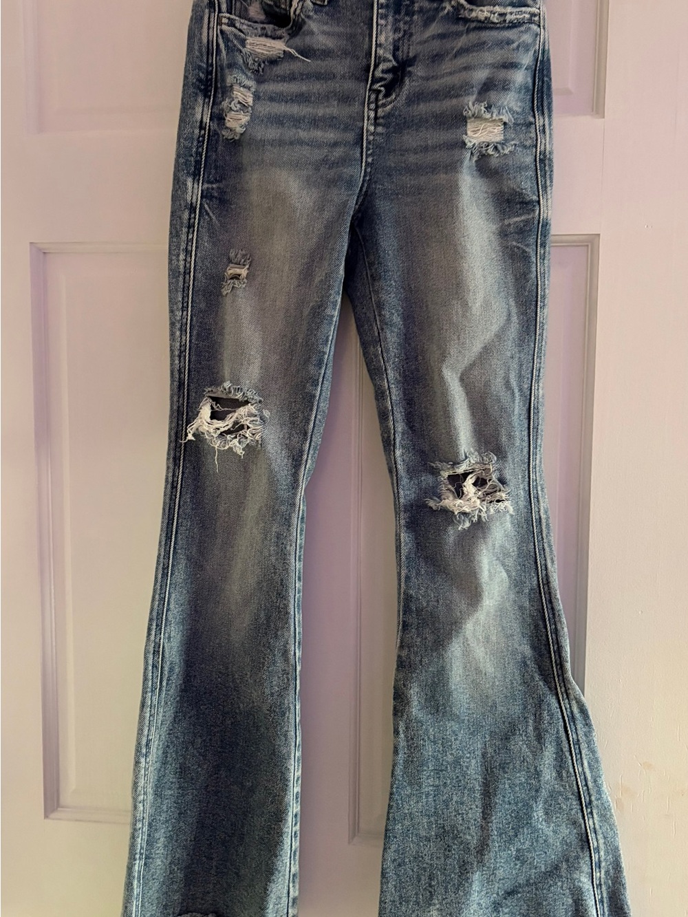 Flying Monkey Distressed Gray Flare Jeans